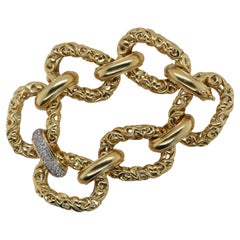 Charles Krypell Heavy 18k Yellow Gold and Diamond Link Bracelet