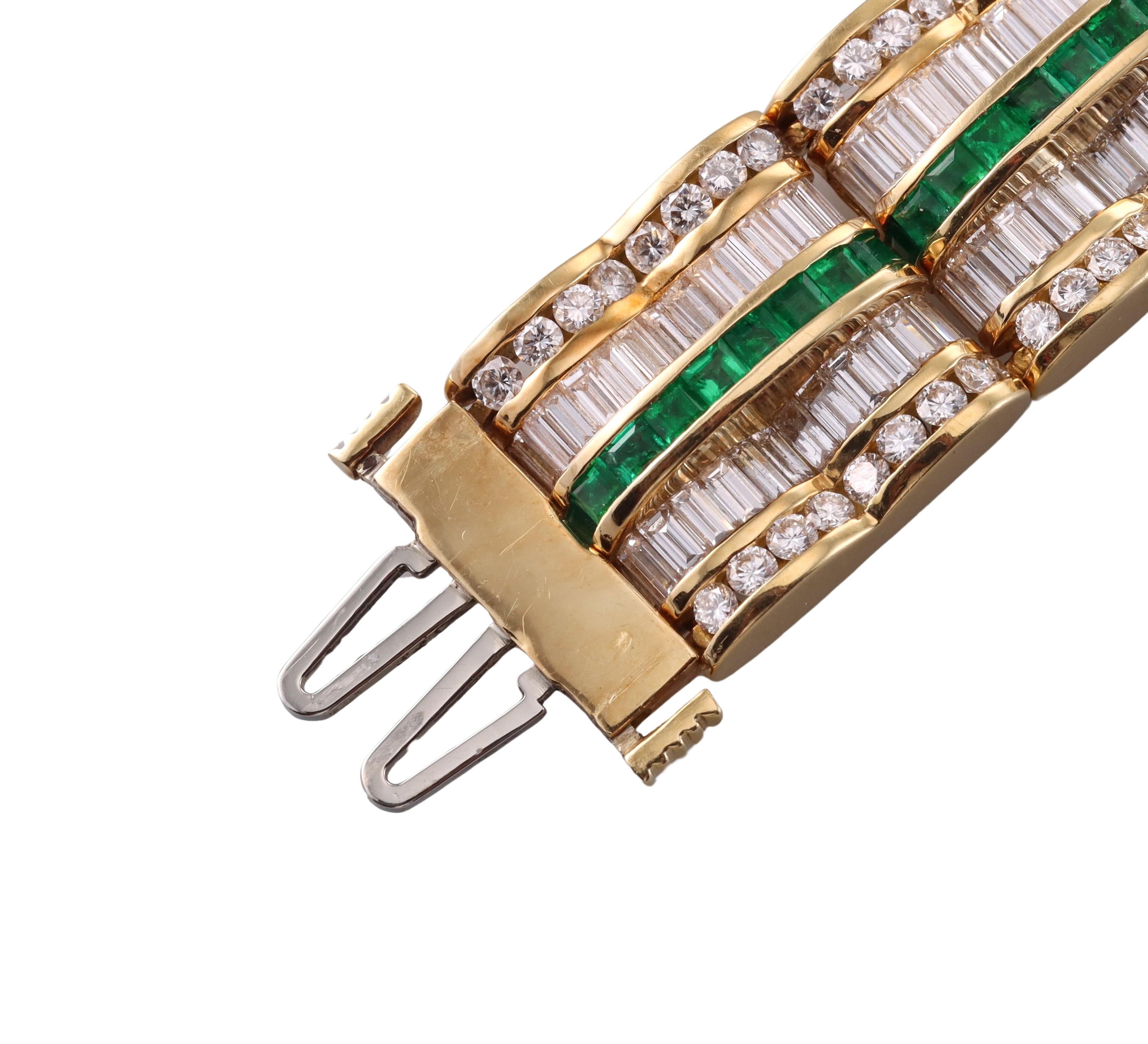 Charles Krypell Important 18 Karat Diamant-Smaragd-Goldarmband Damen