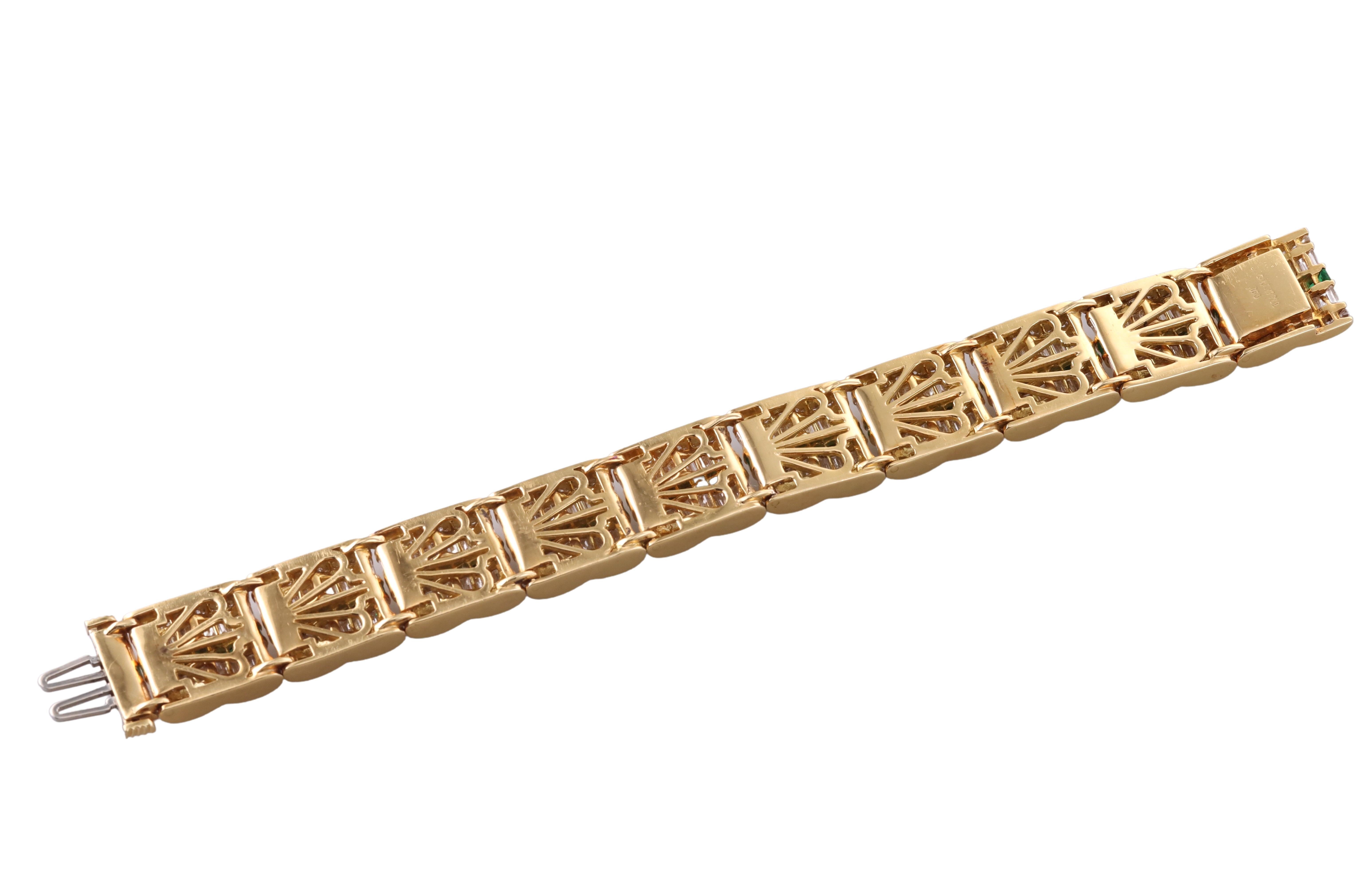 Charles Krypell Important 18 Carat Diamond Emerald Gold Bracelet 3