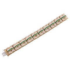 Charles Krypell Important 18 Carat Diamond Emerald Gold Bracelet