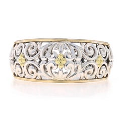 Charles Krypell Ivy Cuff Bracelet 6 1/4" - Sterling 925 & Yellow Gold 18k Scroll