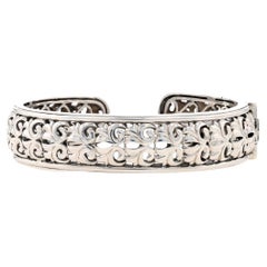 Charles Krypell Ivy Fleur De Lis Cuff Bracelet 6 1/4" Sterling Silver 925