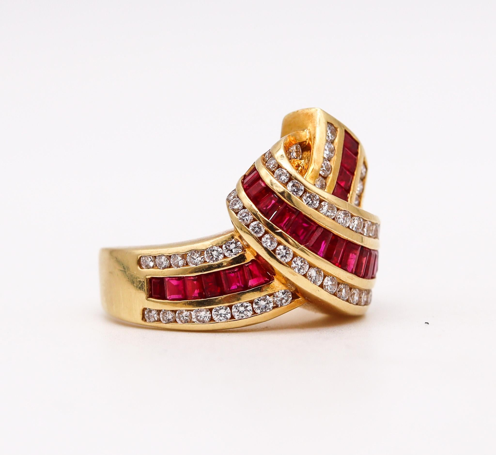 Modernist Charles Krypell Modern Ring in 18kt Gold with 4.11ctw in Diamonds and Rubies