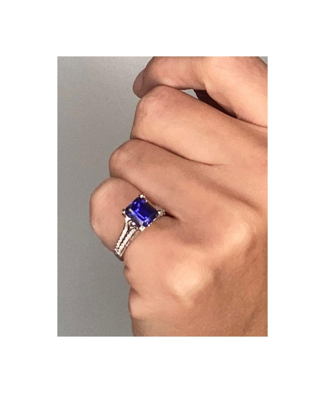 Neoclassical Charles Krypell Modern Ring in Platinum with 4.91 Ctw in Diamonds and Tanzanite For Sale