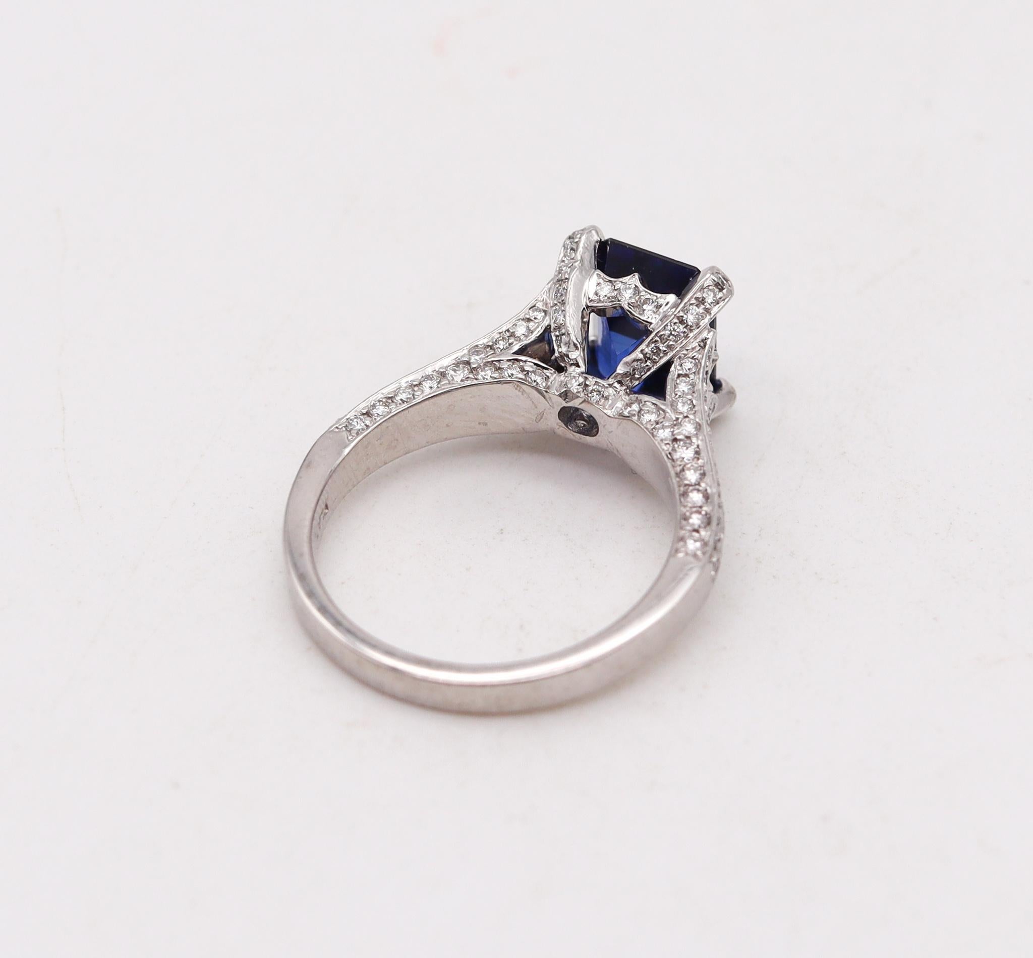 Women's Charles Krypell Modern Ring in Platinum with 4.91 Ctw in Diamonds and Tanzanite For Sale