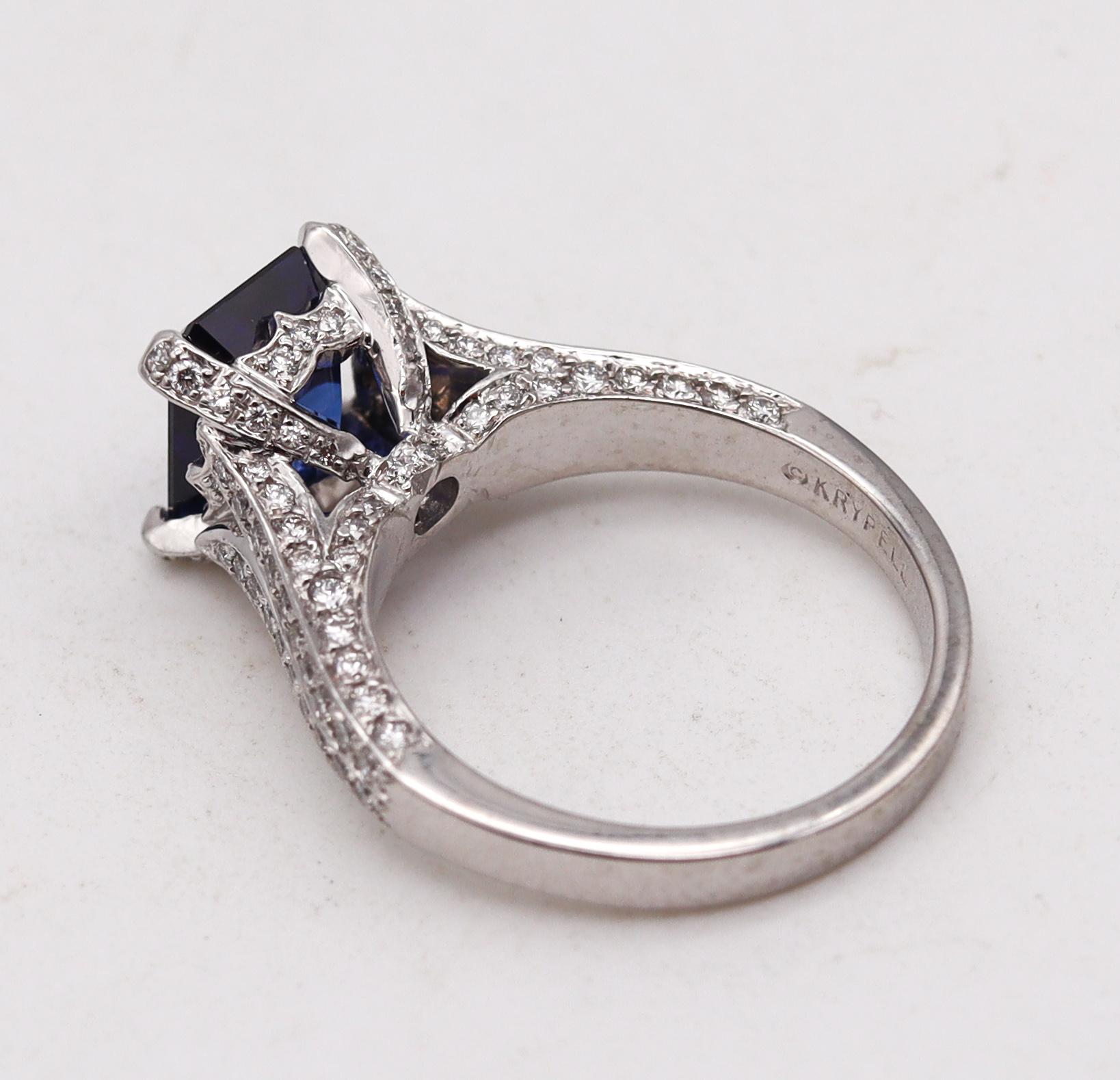 Charles Krypell Modern Ring in Platinum with 4.91 Ctw in Diamonds and Tanzanite For Sale 1