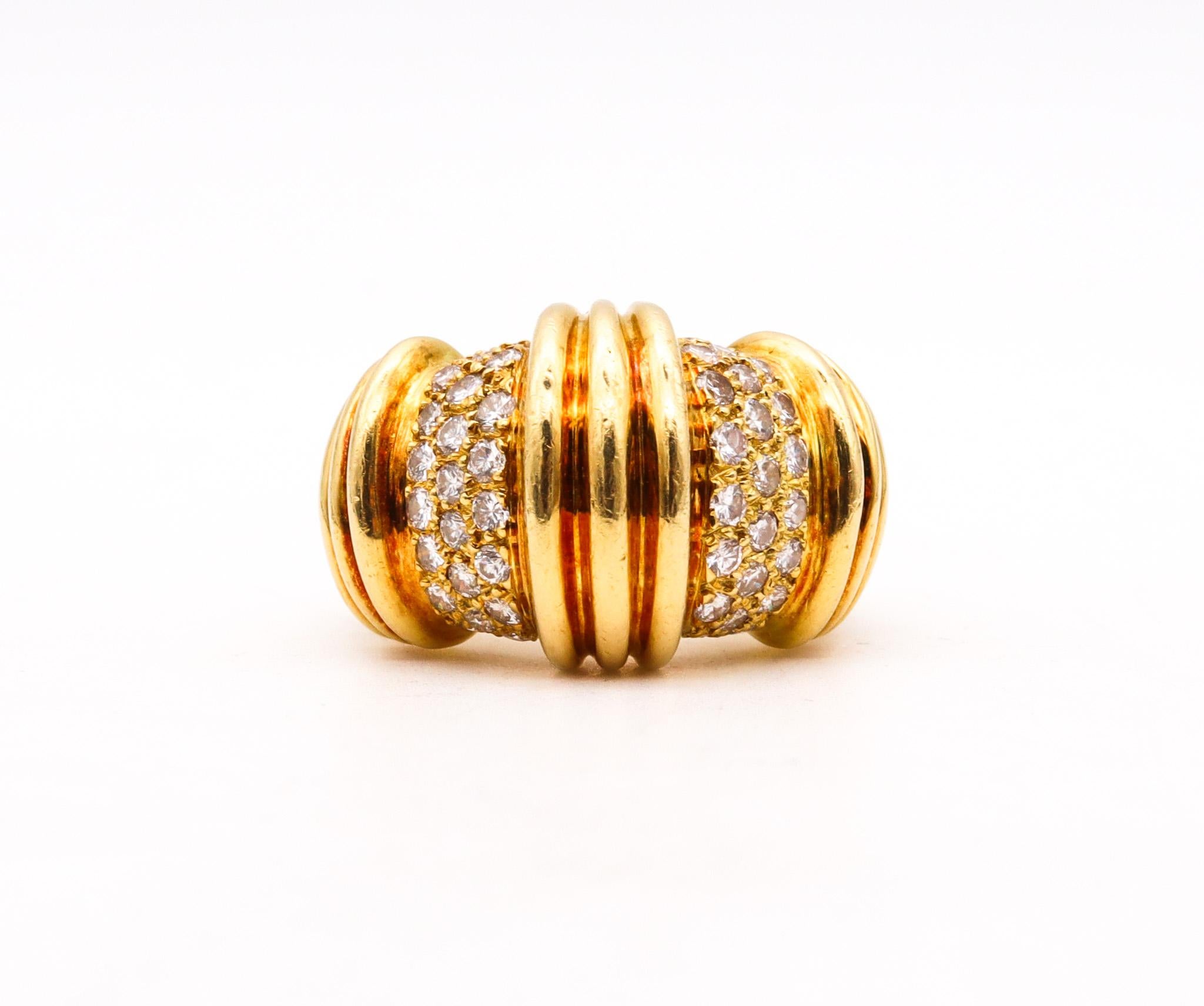 Brilliant Cut Charles Krypell Modernist Cocktail Ring In 18Kt Gold With 1.08 Cts In Diamonds