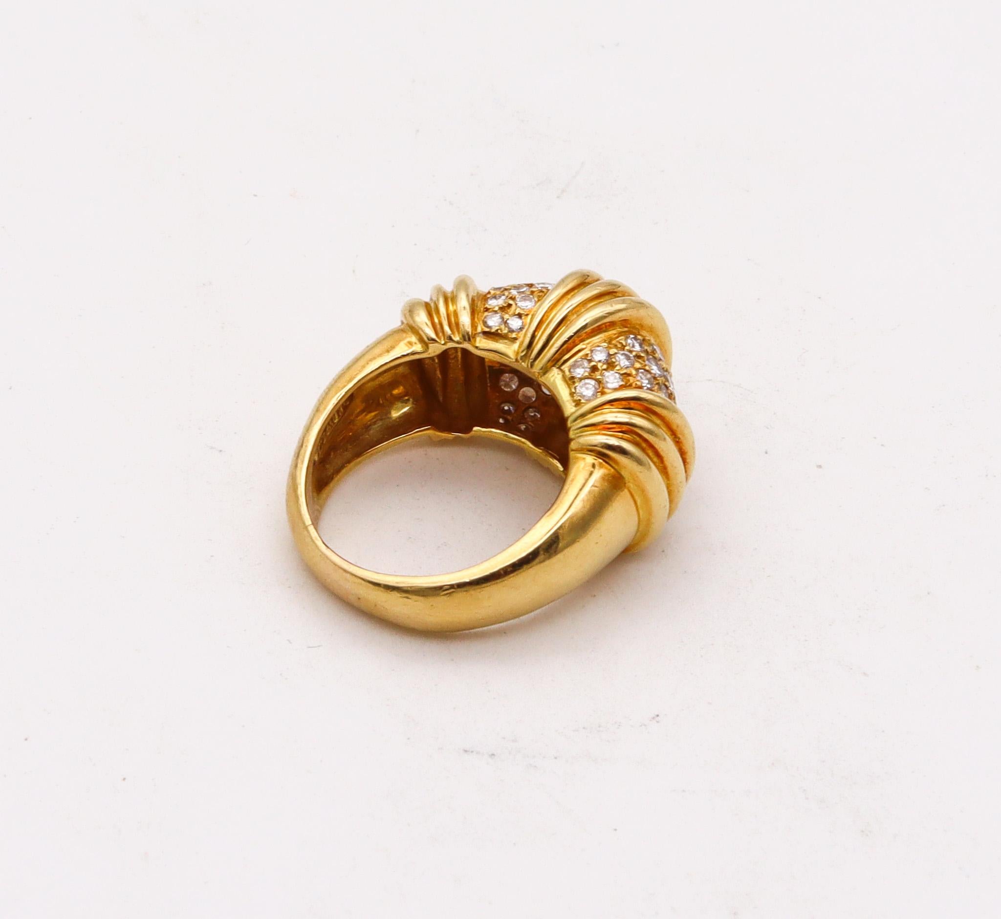 Women's Charles Krypell Modernist Cocktail Ring In 18Kt Gold With 1.08 Cts In Diamonds