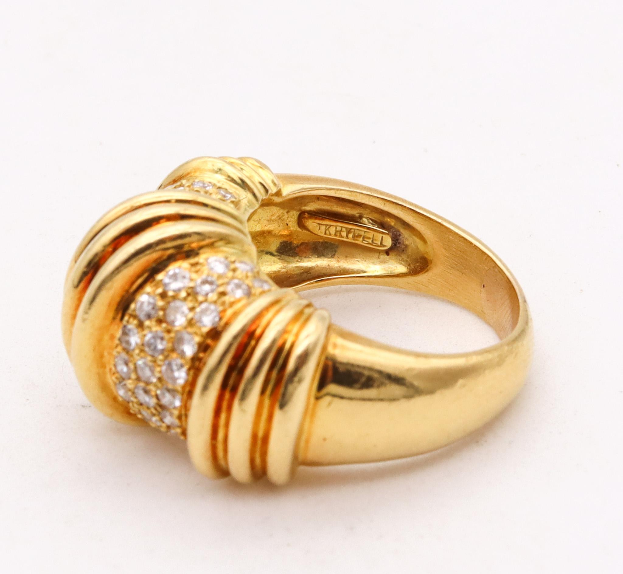 Charles Krypell Modernist Cocktail Ring In 18Kt Gold With 1.08 Cts In Diamonds For Sale 2