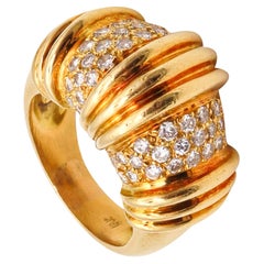 Vintage Charles Krypell Modernist Cocktail Ring In 18Kt Gold With 1.08 Cts In Diamonds