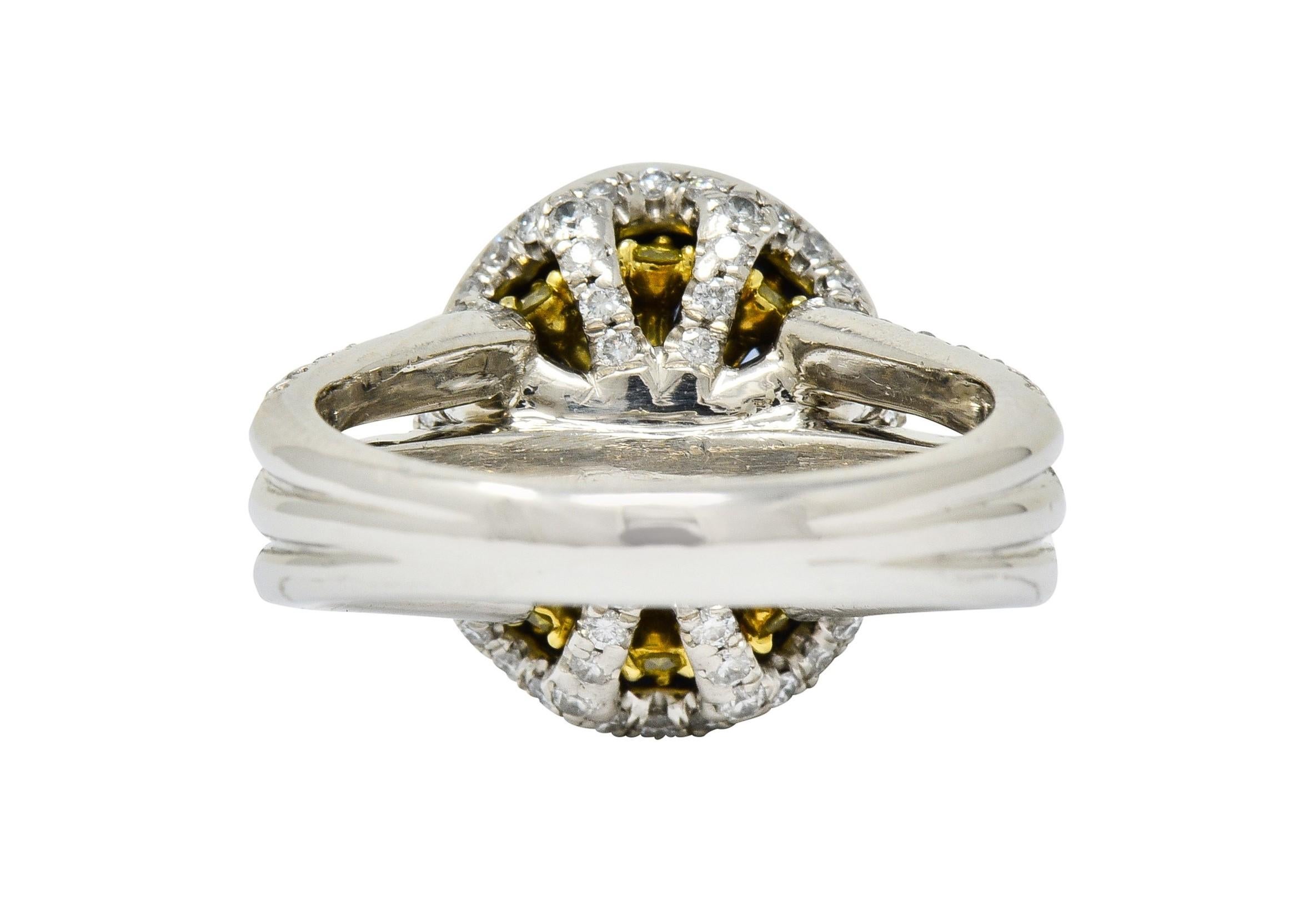 Contemporary Charles Krypell No Heat Ceylon Sapphire White Fancy Yellow Diamond Platinum Ring