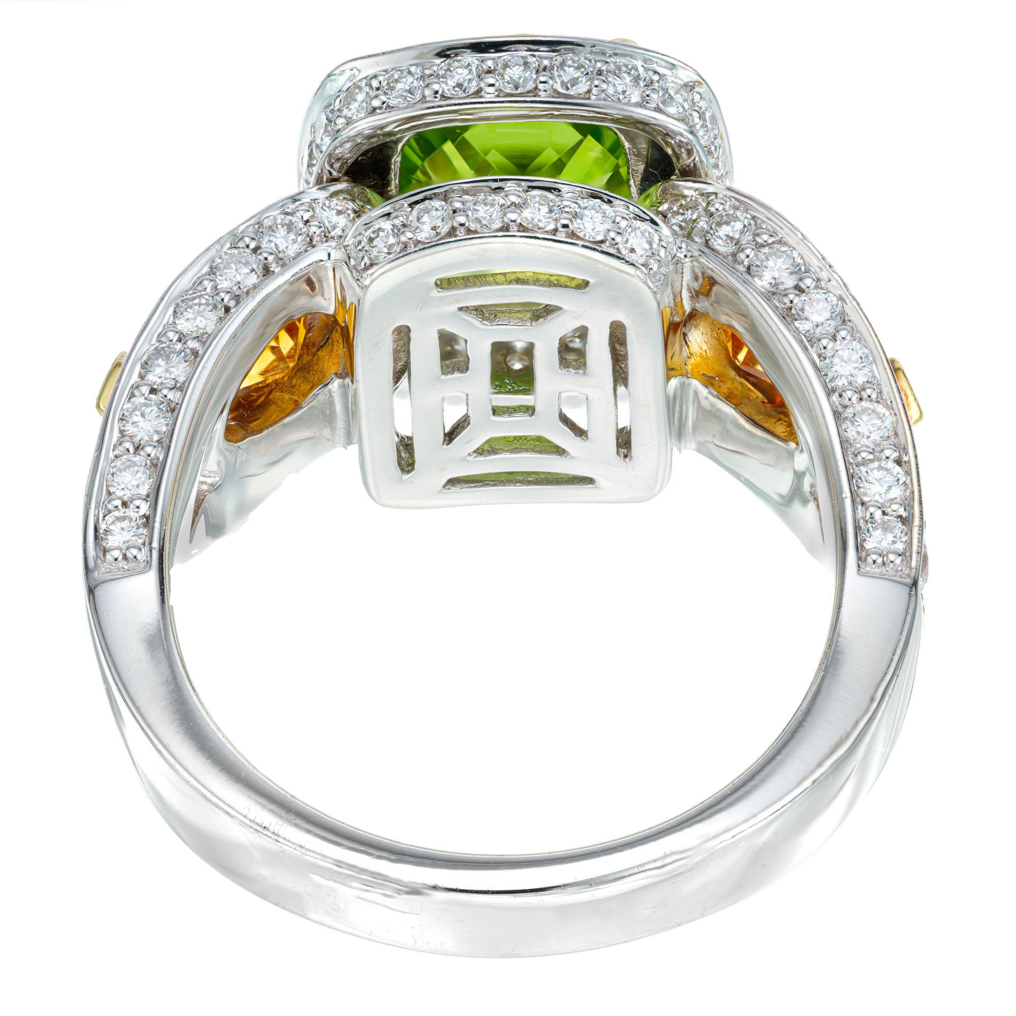 Charles Krypell Bague cocktail en or avec péridot, citrine et diamants Pour femmes en vente