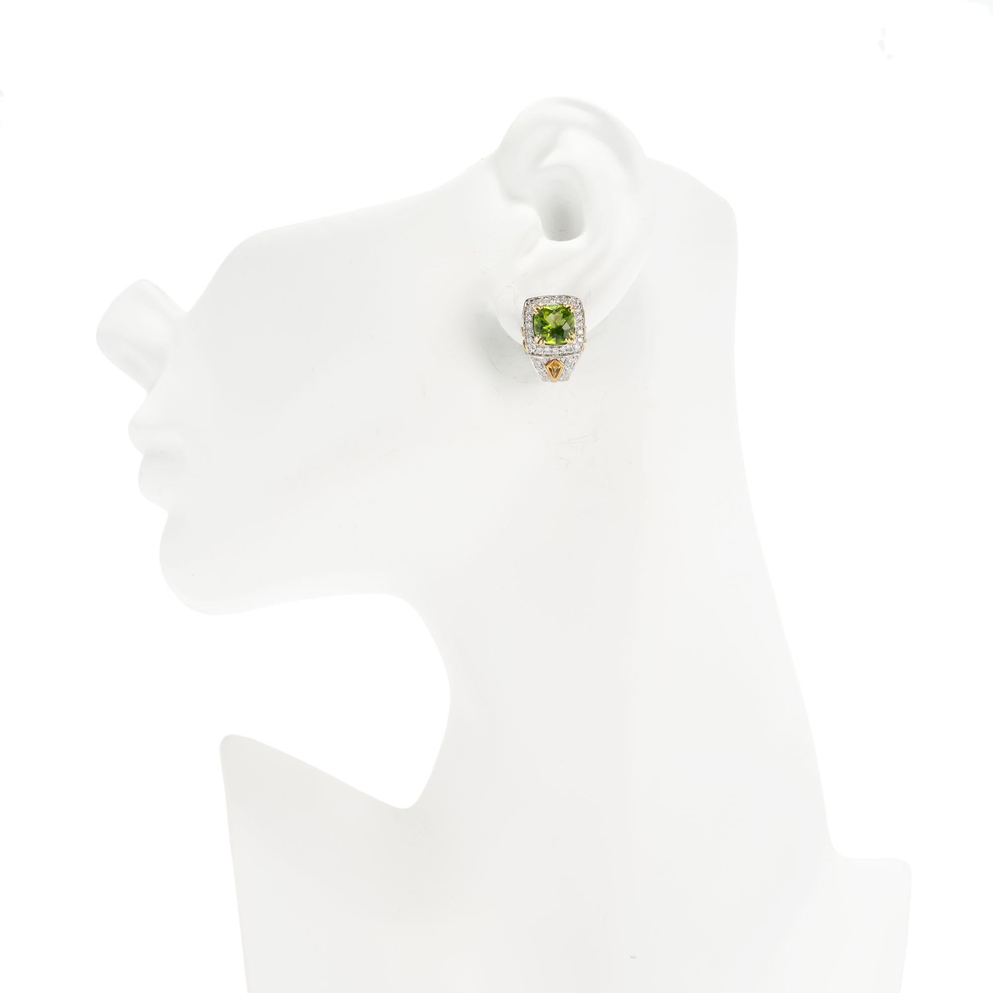 Charles Krypell Peridot Yellow Sapphire Diamond Gold Earrings For Sale 1