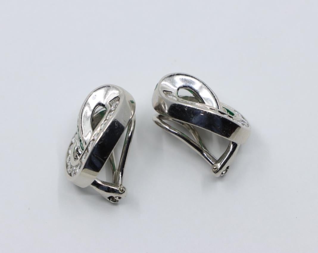 Charles Krypell Platinum Diamonds Emerald Earrings For Sale 9