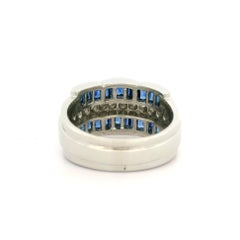 Charles Krypell Platinum Sapphire & Diamond Wide Wavy Cocktail Band Ring