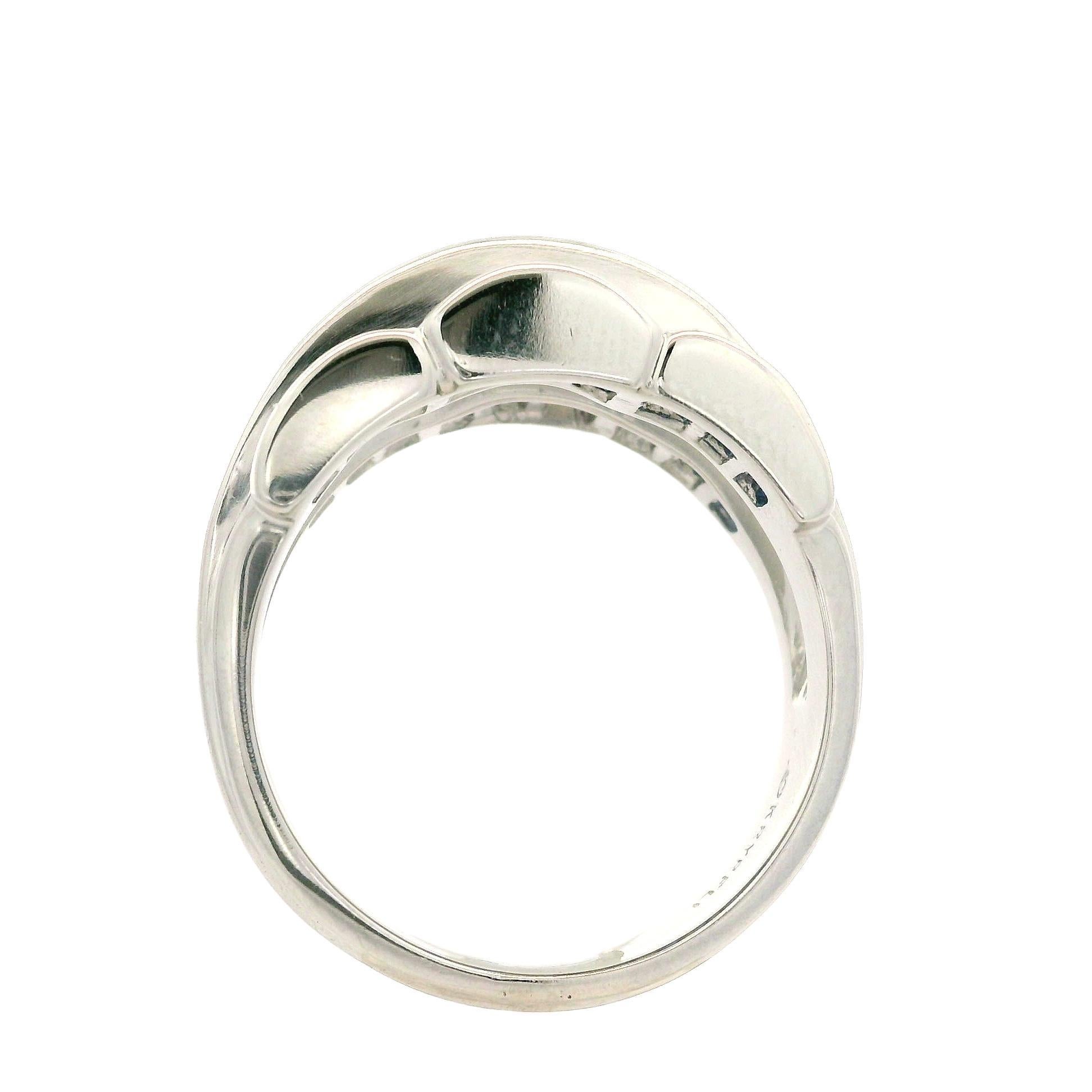 Baguette Cut Charles Krypell Platinum Sapphire & Diamond Wide Wavy Cocktail Band Ring