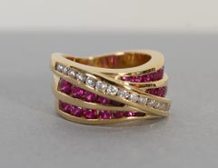Charles Krypell Goldring mit Rubin und Diamant
