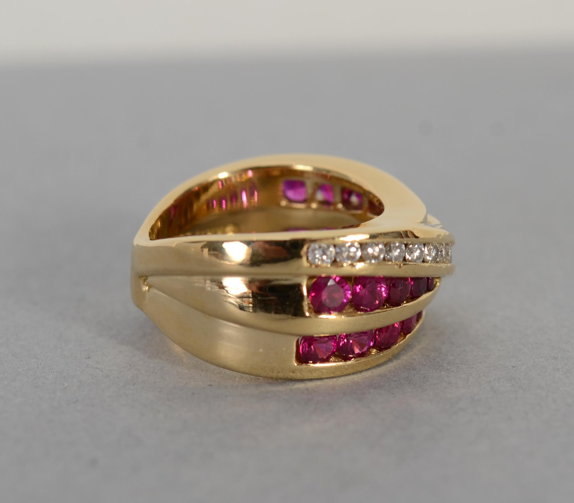Modern Charles Krypell Ruby and Diamond Gold Ring For Sale