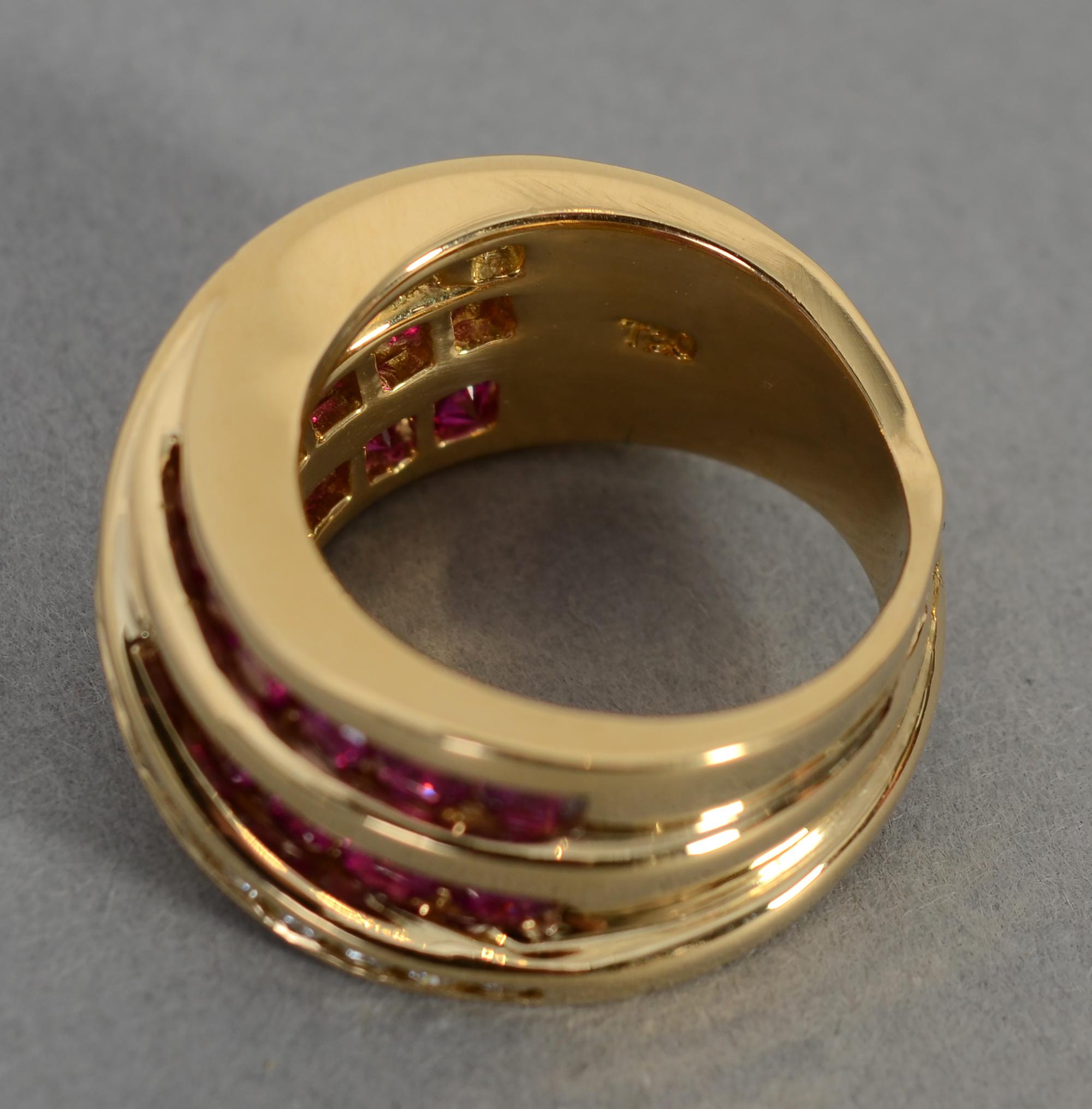 Women's Charles Krypell Ruby and Diamond Gold Ring For Sale