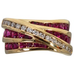 Charles Krypell Ruby and Diamond Gold Ring