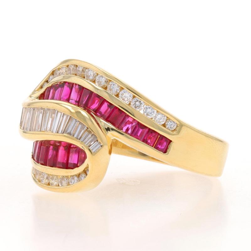 Charles Krypell Rubin-Diamant- Bypass-Ring - Gelbgold 18k Baguette 4,90ctw 9 1/2 (Baguetteschliff)