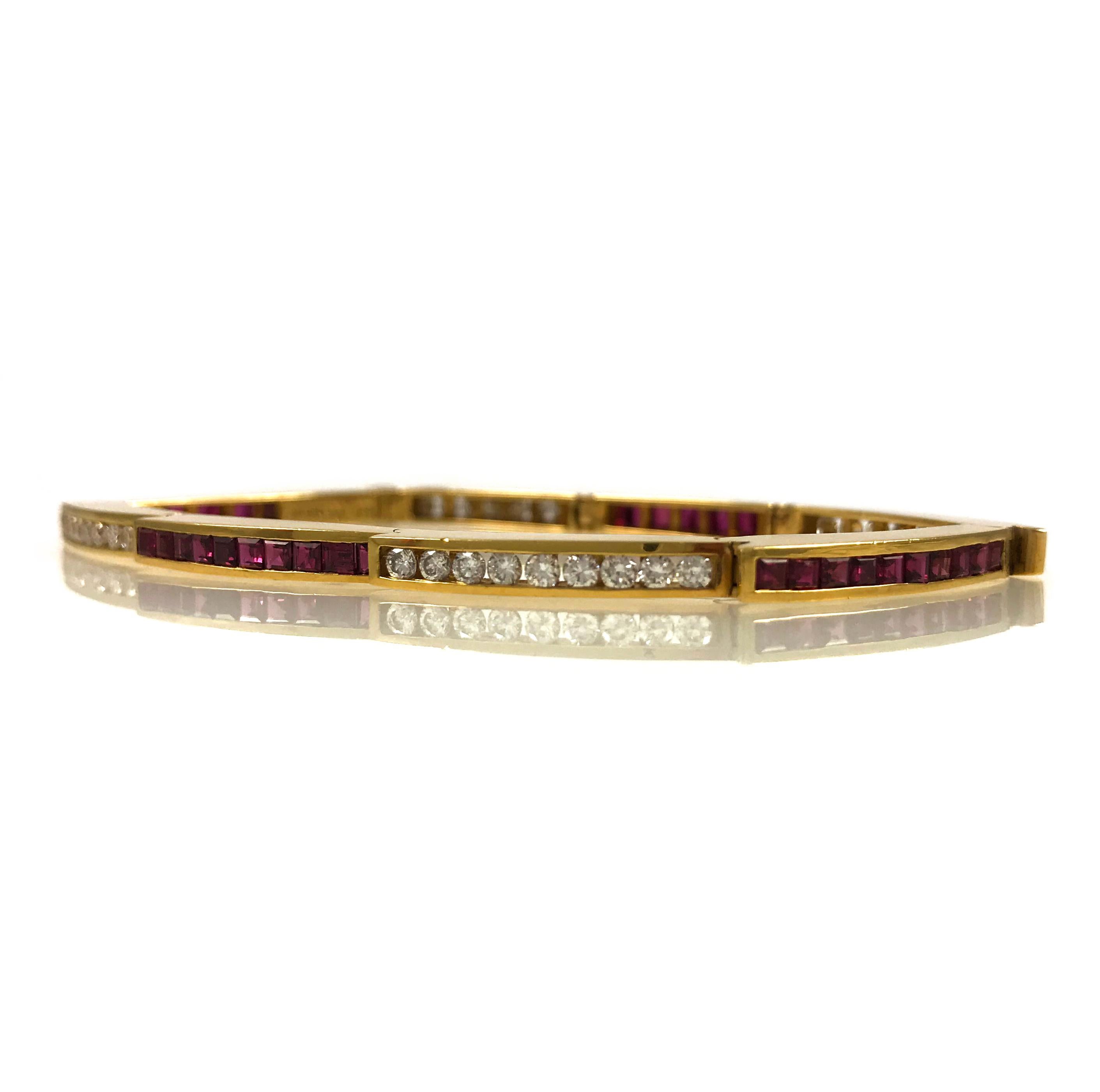 Charles Krypell Yellow Gold Ruby Diamond Bracelet 2