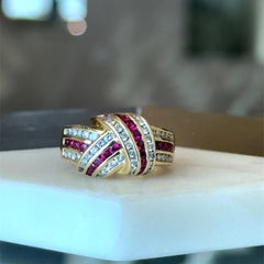 Charles Krypell Ruby & Diamond Signature Knot Ring 18K Gold