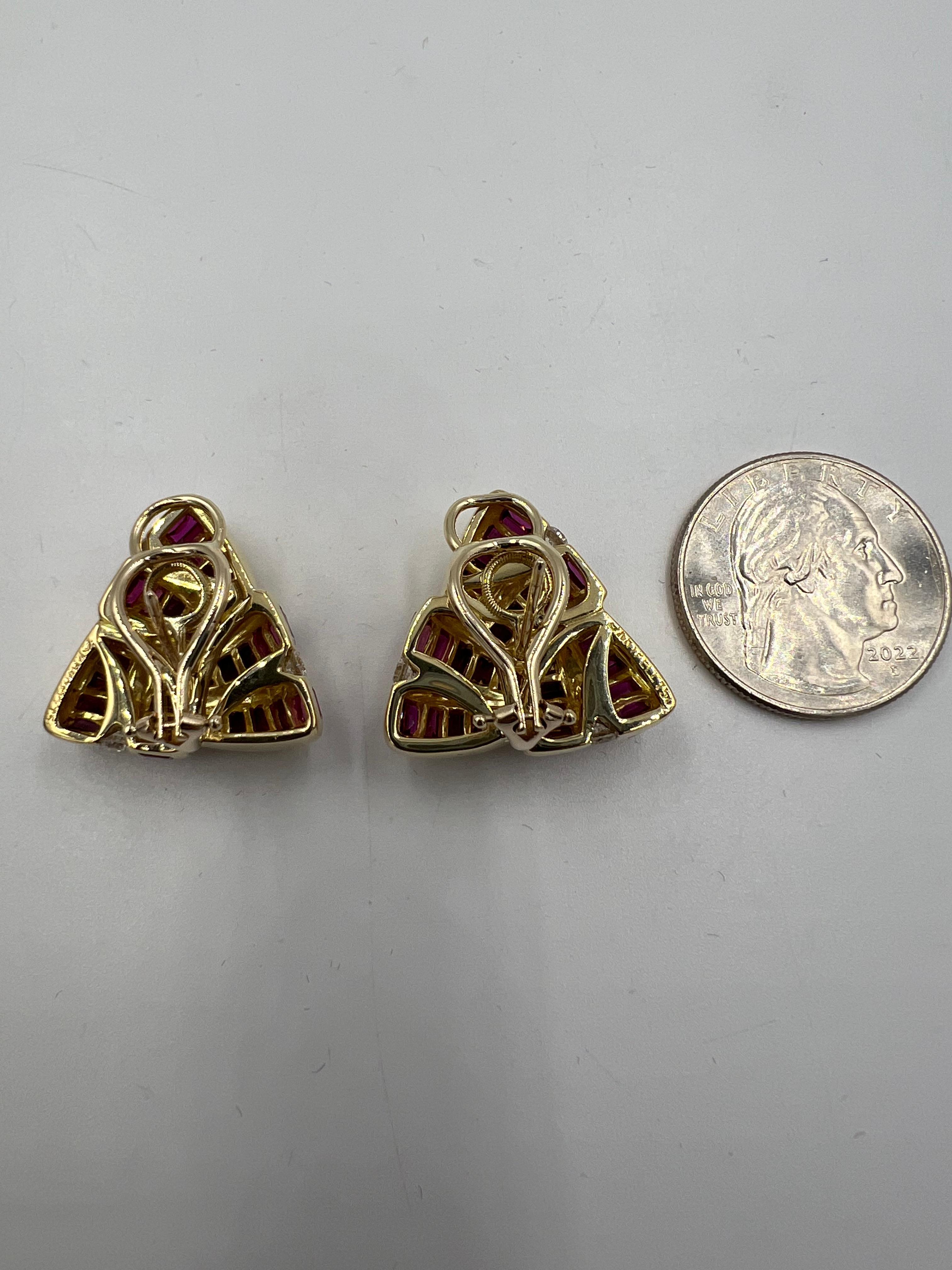 Charles Krypell Rubin-Diamant-Ohrringe aus Gelbgold für Damen oder Herren im Angebot