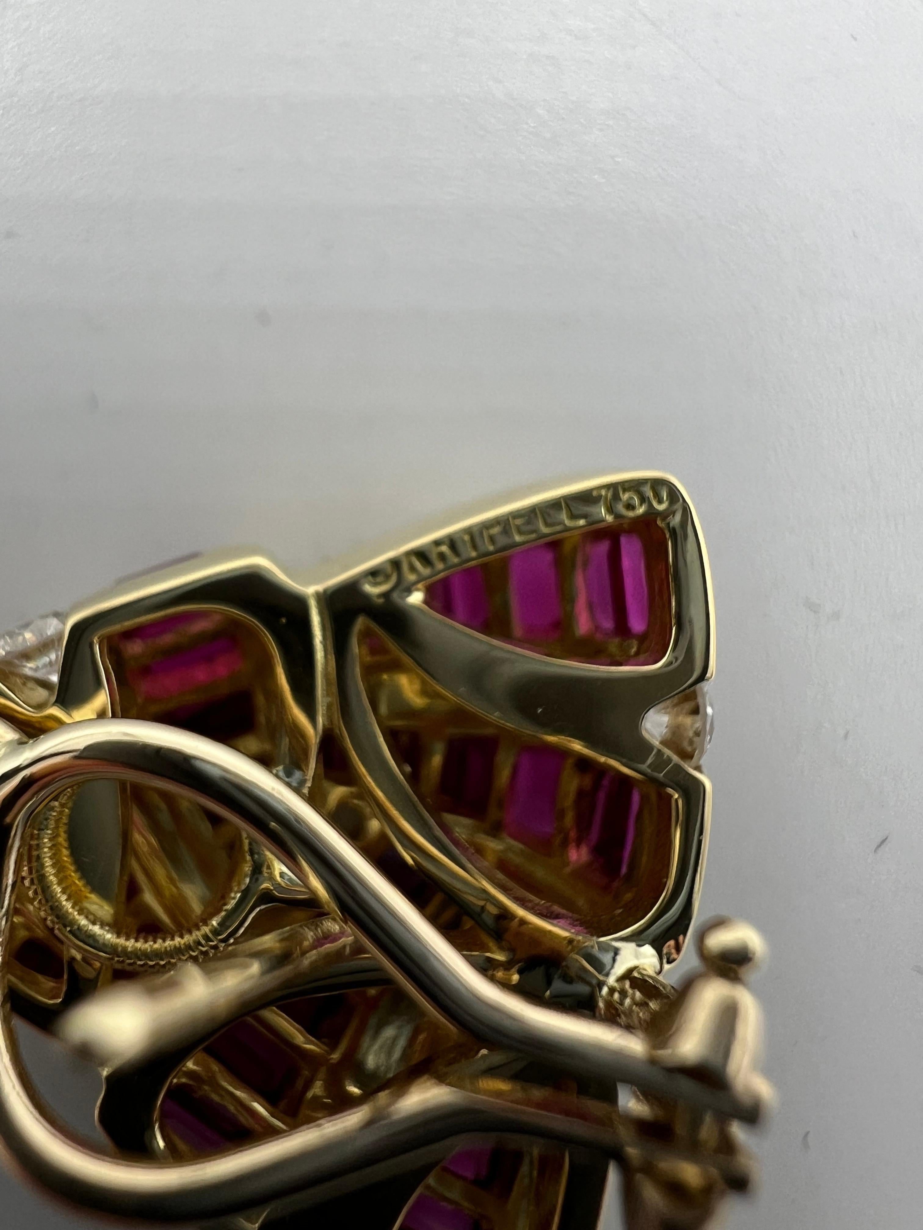 Charles Krypell Rubin-Diamant-Ohrringe aus Gelbgold im Angebot 1