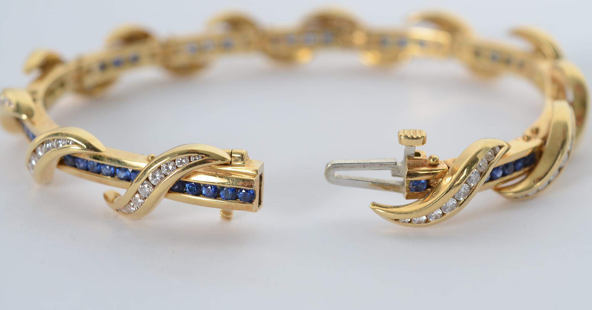 Women's Charles Krypell Sapphire and Diamond Gold Bracelet