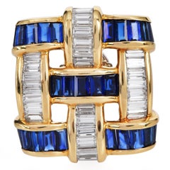 Charles Krypell Sapphire Diamond 18K Gold Statement Earrings