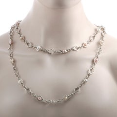 Charles Krypell Silver and Pearl Long Chain Necklace