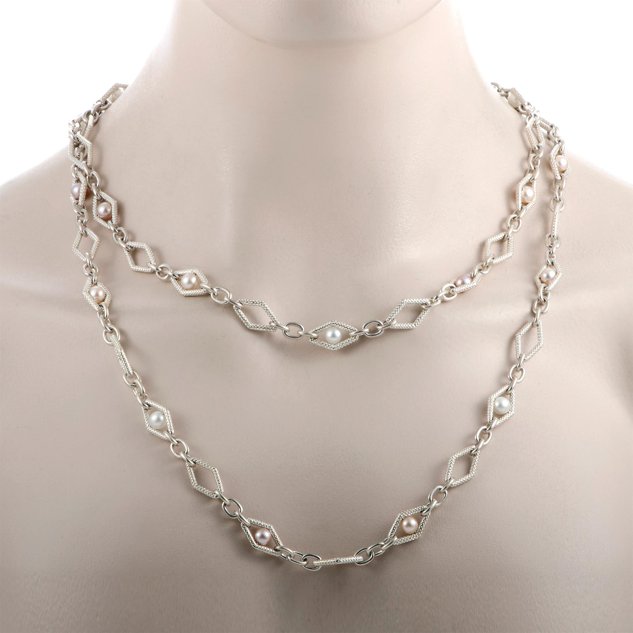 This Charles Krypell necklace is crafted from silver and embellished with pearls. The necklace weighs 172 grams and measures 40” in length.

Offered in brand new condition, this jewelry piece includes a gift box.