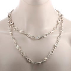 Charles Krypell Silver and Pearl Long Chain Necklace