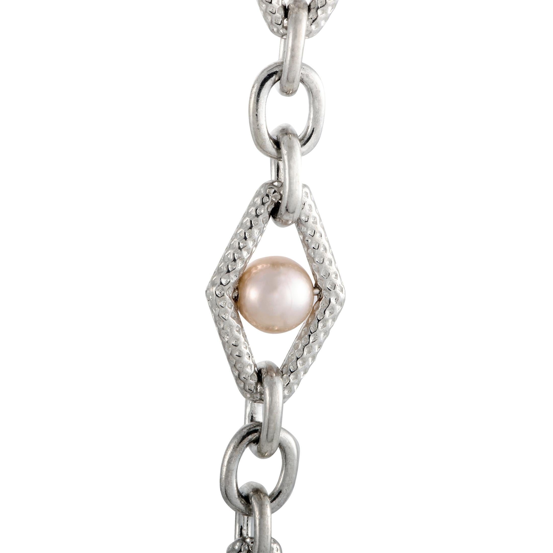 Women's Charles Krypell Silver and Pearl Long Chain Necklace
