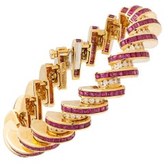 Charles Krypell Vintage Ruby and Diamond Bracelet