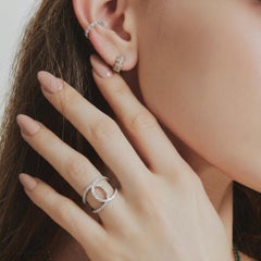 Charles Krypell White Diamond C Ring 18k White Gold 3-9344-WD - $5082
