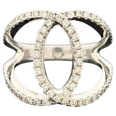 Charles Krypell White Diamond C Ring 18k White Gold 3-9344-WD - $5082