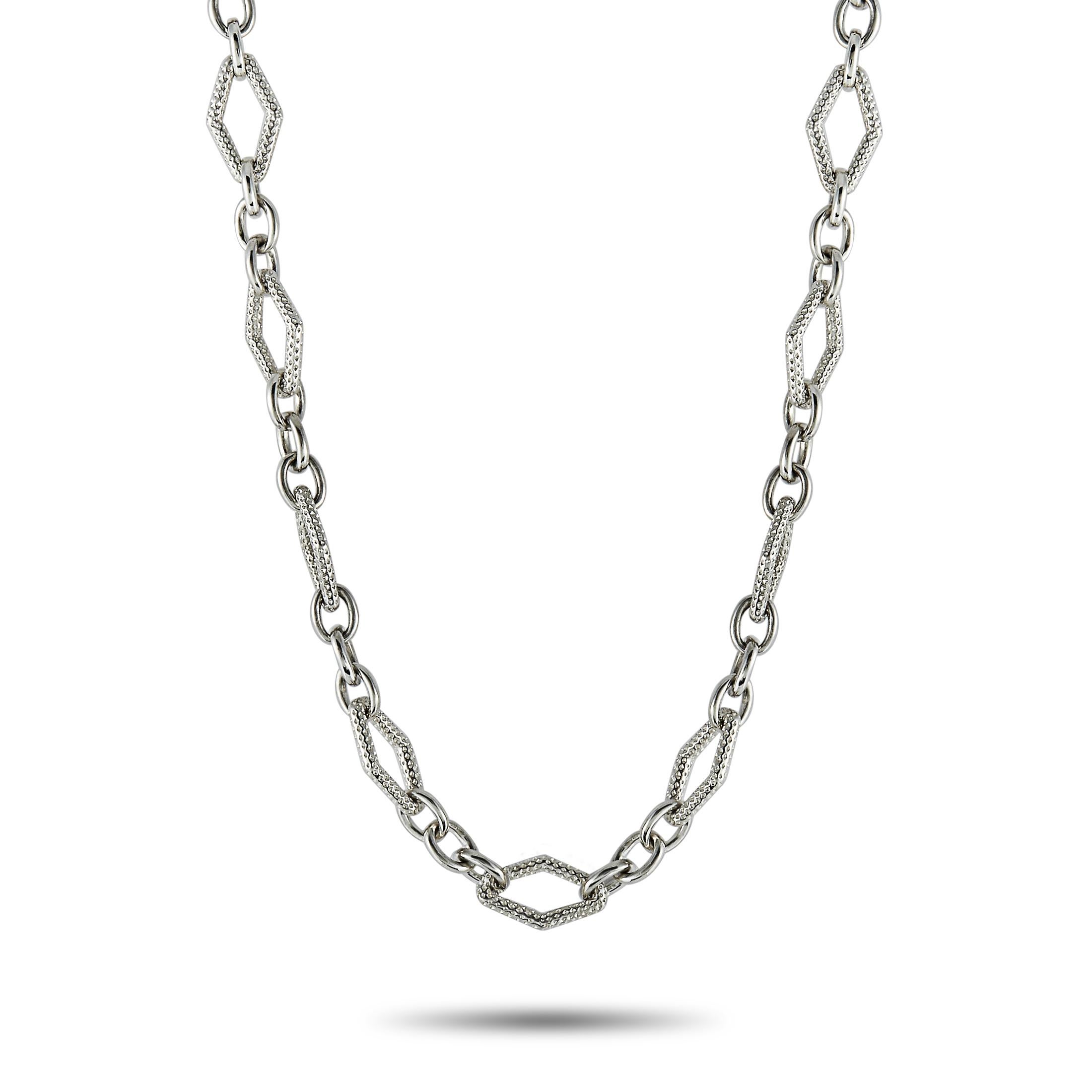 Women's or Men's Charles Krypell White Gold and Silver Diamond Chain Necklace