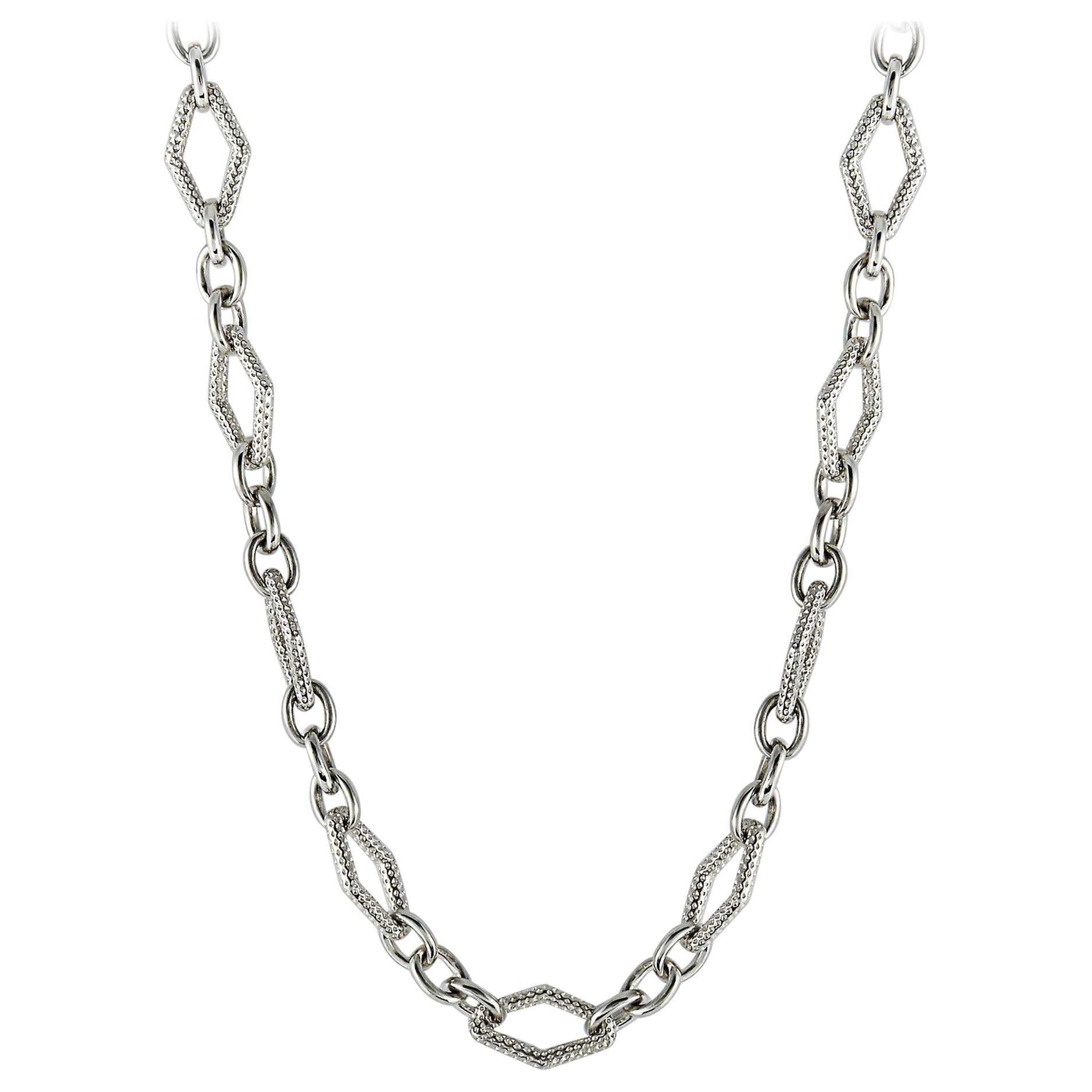 Charles Krypell White Gold and Silver Diamond Chain Necklace