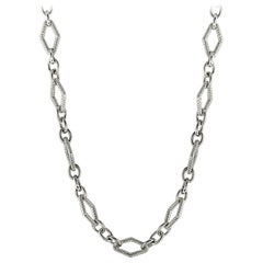 Charles Krypell White Gold and Silver Diamond Chain Necklace