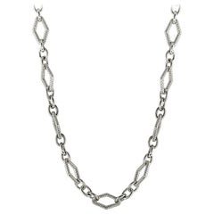 Charles Krypell White Gold and Silver Diamond Chain Necklace