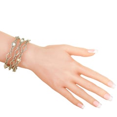 Charles Krypell White Gold and Silver Pearl Multi-Row Chain Bracelet