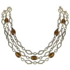 Charles Krypell White Gold and Silver Smoky Quartz Necklace