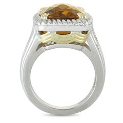 Charles Krypell Yellow Gold and Silver Smoky Quartz Ring