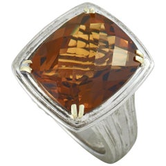 Charles Krypell Yellow Gold and Silver Smoky Quartz Ring