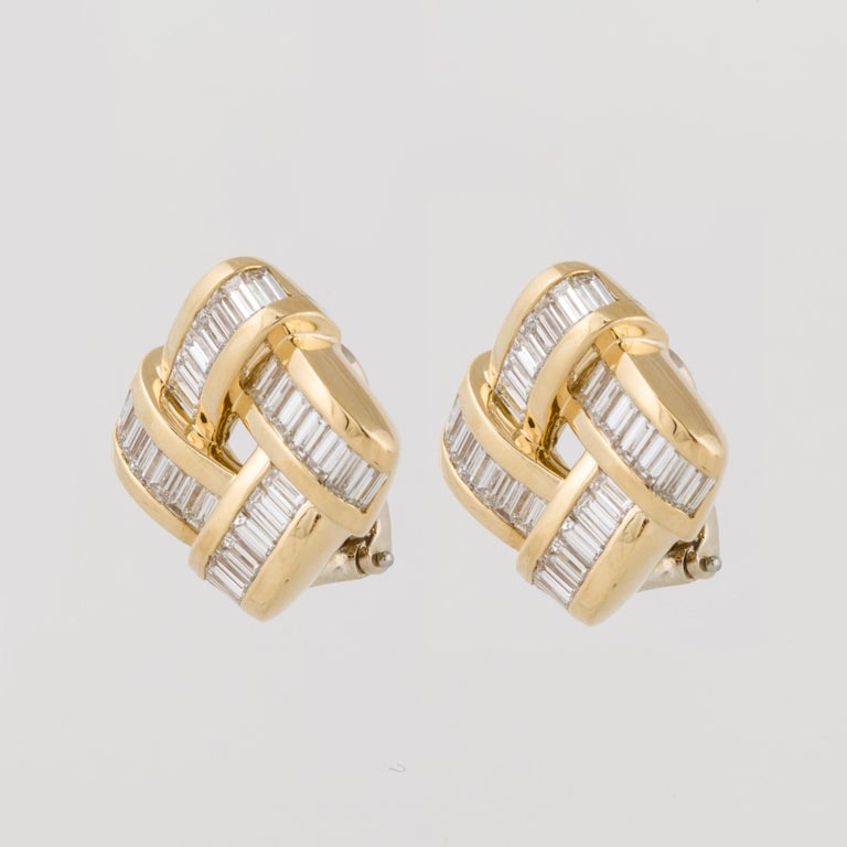 Charles Krypell Yellow Gold Diamond Earrings For Sale at 1stdibs
