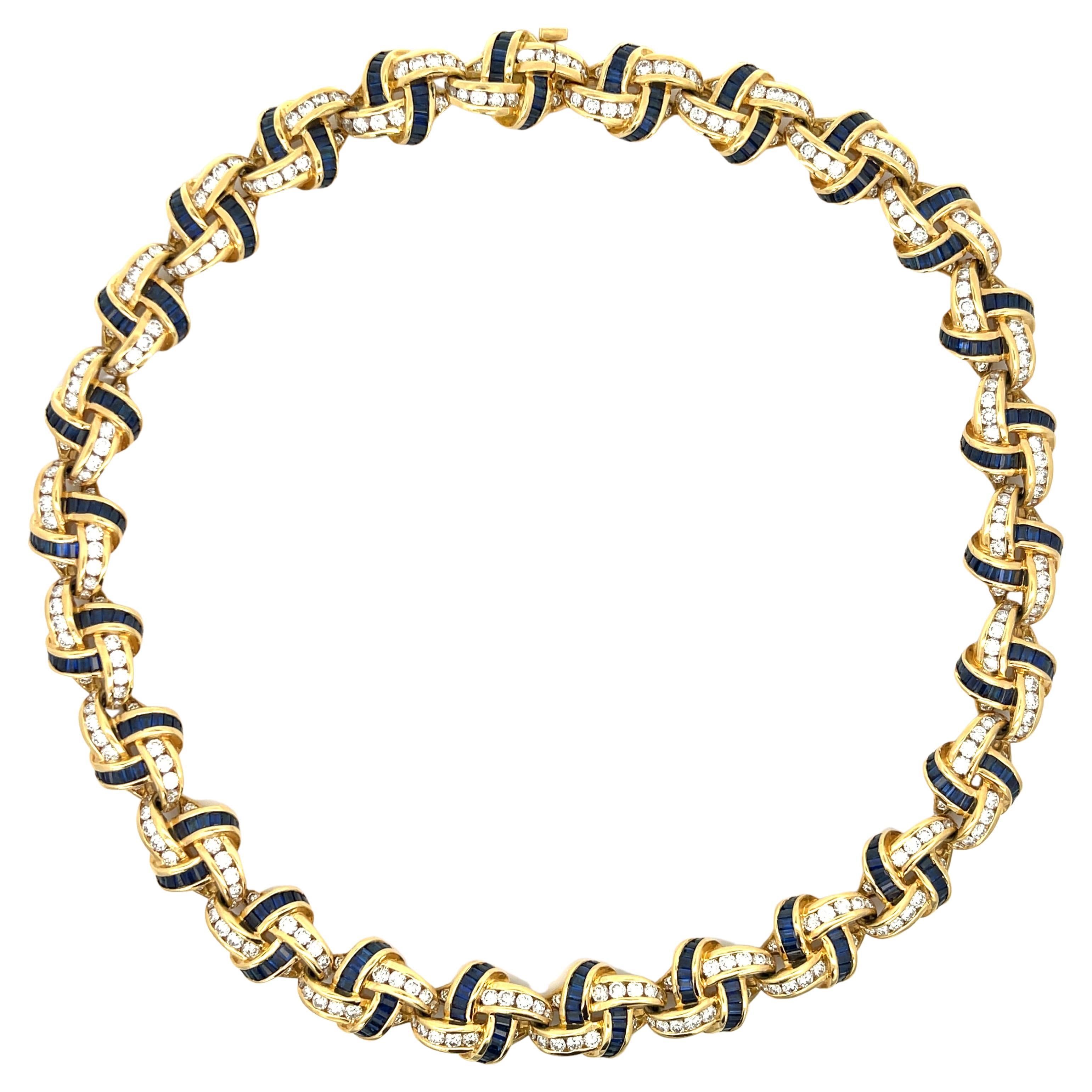 Charles Krypell Yellow Gold Sapphire Diamond Necklace