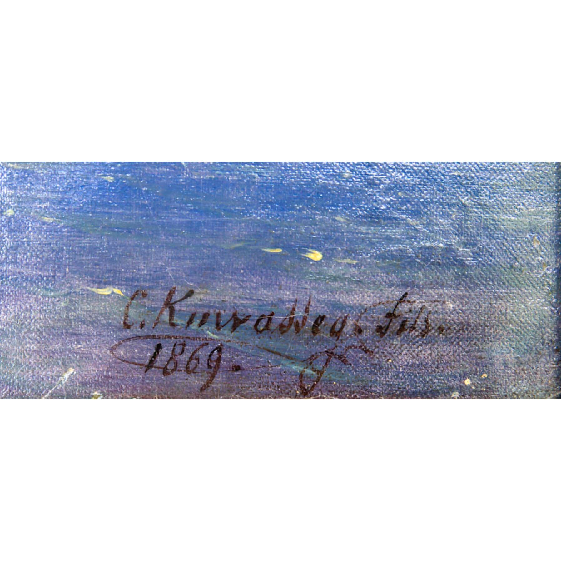 Porto europeo all'alba - Painting Realismo di Charles Kuwasseg
