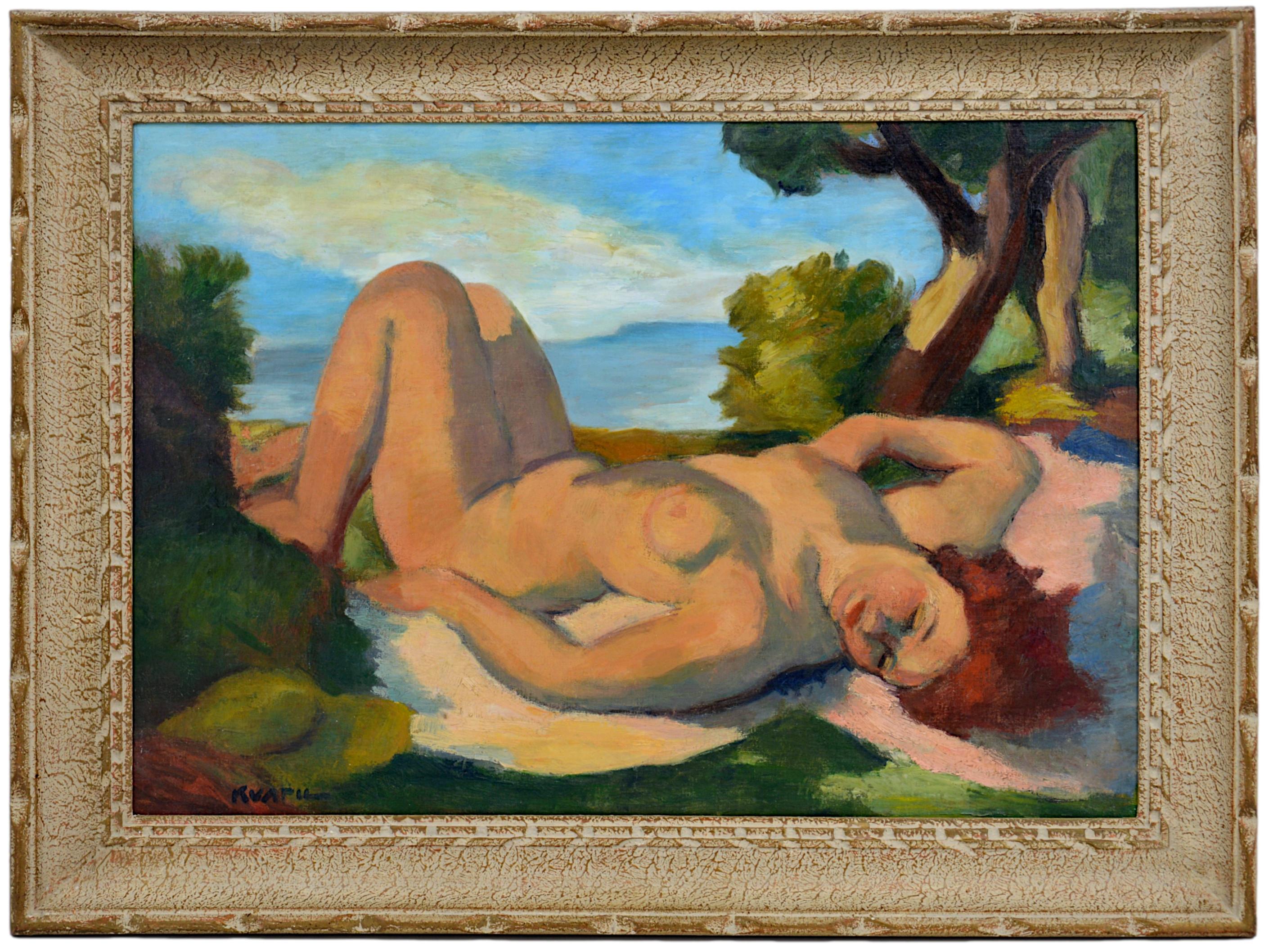 Oil on canvas by Charles Kvapil, France, ca.1920. "On the edge of the lake". with frame: 78x58.5x6 cm - 30.7x23x2.4 inches - without frame: 65x46 cm - 25.6x18.1 inches. 15M format. Signed lower left "Kvapil"

Charles Kvapil was born in